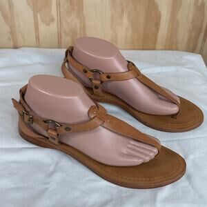 FRYE Cam Leather Thong Sandals Flats Low Heel Size 10 Brown Comfort